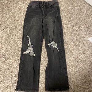 wild fable black wide leg distressed mom jean